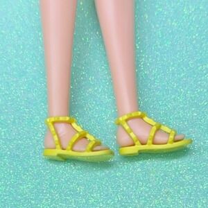 Barbie Mattel Yellow Gladiator Sandals Fashionistas Flat Foot Doll Shoes